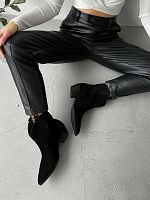 SK891-1 Казаки короткие черные из натуральной замши
